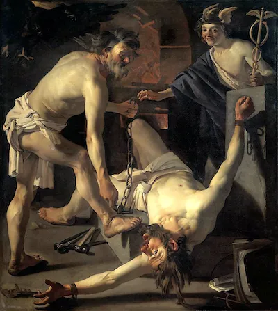 Painting: Prometheus Being Chained by Vulcan